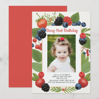 Strawberry 1. Geburtstag Berry Erstes Geburtstag F Einladung