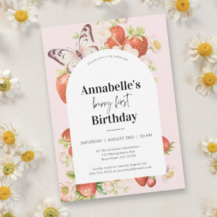 Strawberry 1. Geburtstag Berry Erstes Party Einladung