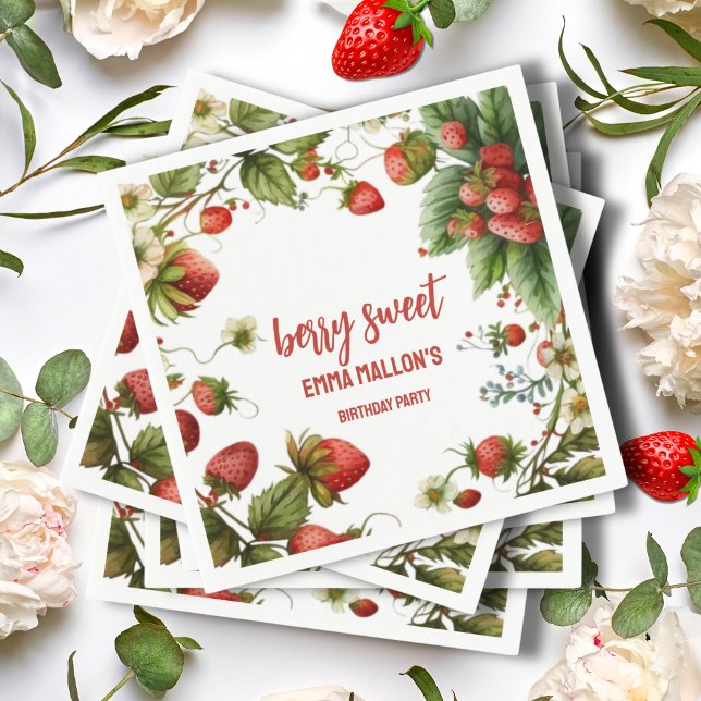 Strawberry 1. Geburtstag Berry First Serviette (Von Creator hochgeladen)