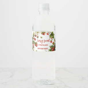 Strawberry 1. Geburtstag Berry First Wasserflaschenetikett