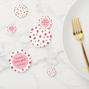 Strawberry 1. Geburtstag Berry First White Konfetti