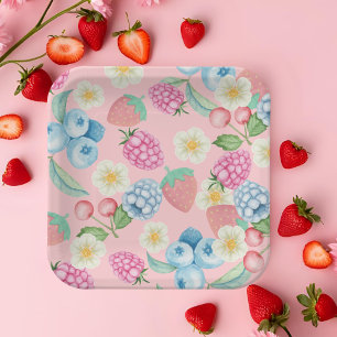 Strawberry 1. Geburtstag Berry Sweet Pink Paper Pl Pappteller