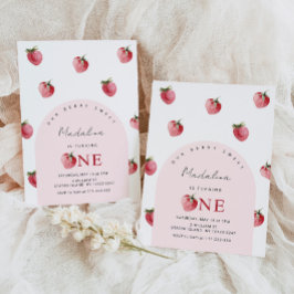 Strawberry 1. Geburtstag Einladung