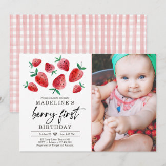 Strawberry 1. Geburtstag Einladung First Berry Swe