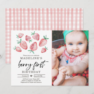 Strawberry 1. Geburtstag Einladung First Berry Swe