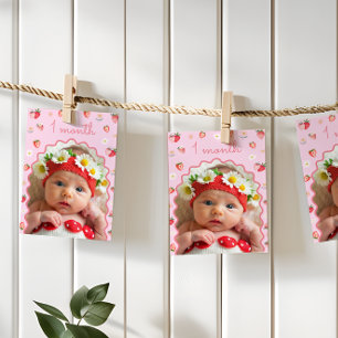 Strawberry 1. Geburtstag Foto Meilenstein-Banner Einladung