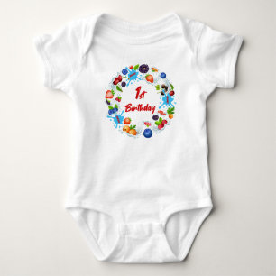 Strawberry 1. Geburtstag individuelle Name Baby Strampler