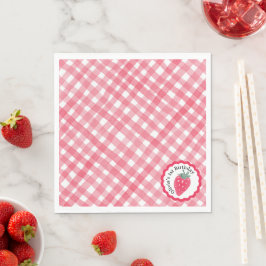 Strawberry 1. Geburtstag Napkins - Rote Wasserfarb Serviette