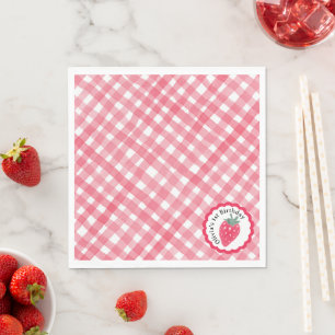 Strawberry 1. Geburtstag Napkins - Rote Wasserfarb Serviette