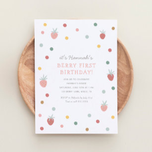 Strawberry 1. Geburtstag Party Berry Erster Geburt Einladung