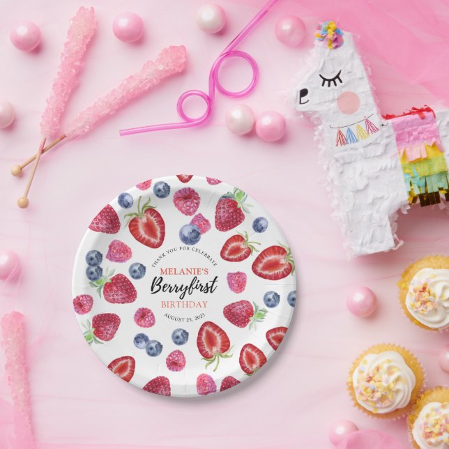 Strawberry 1. Geburtstag Party | Berry First Pappteller (Party)