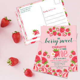 Strawberry 1. Geburtstag Party Berry Sweet Pink Postkarte