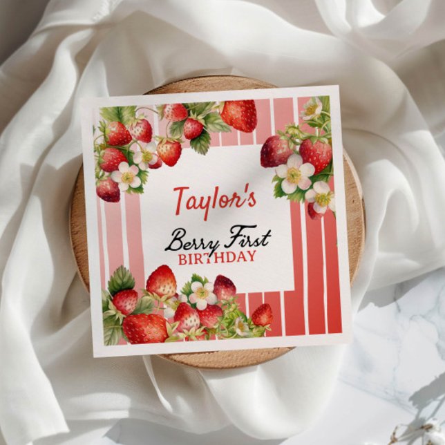 Strawberry 1. Geburtstag Serviette (Von Creator hochgeladen)