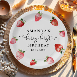 Strawberry 1st Birthday Berry Sweet One  Pappteller