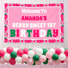 Strawberry 1st Birthday Celebration Welcome Banner
