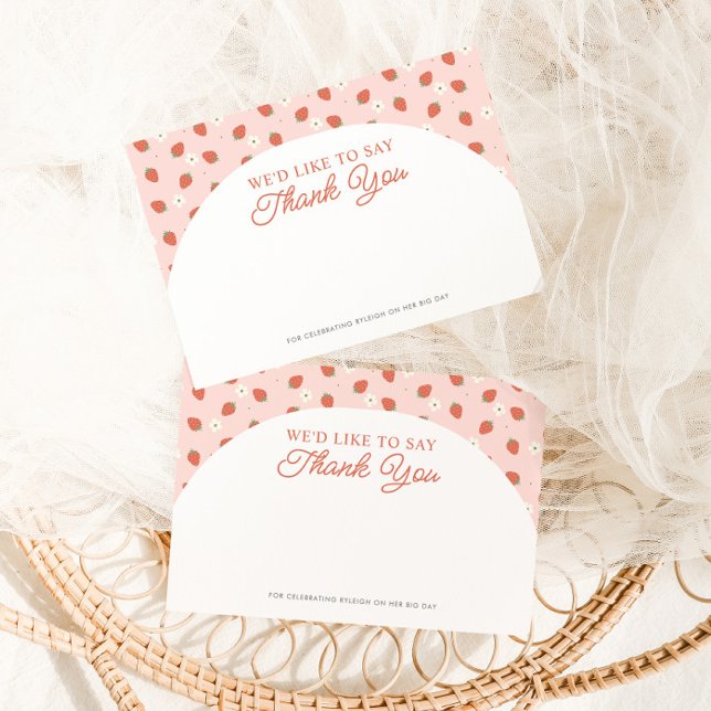 Strawberry 1st Birthday Girls Dankeschön Card (Von Creator hochgeladen)