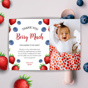 Strawberry and Blueberry Girl Birthday Party Foto Dankeskarte