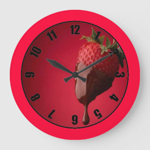 Strawberry and Chocolate Clock Große Wanduhr