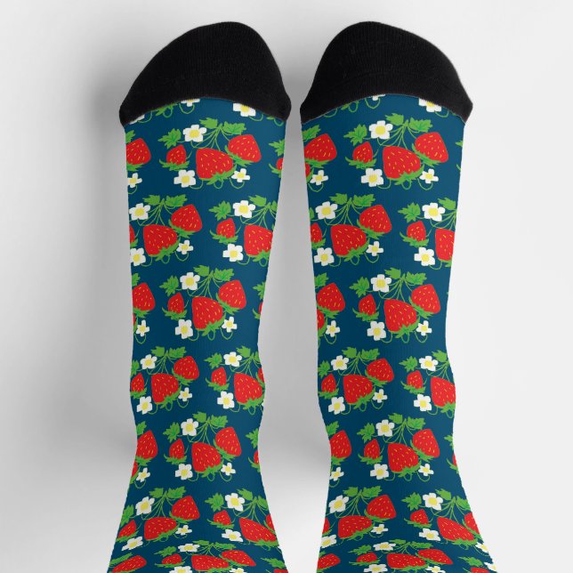 Strawberry and Flowers Pattern Socken (Oben)