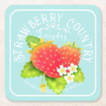Strawberry Aquamarin Square Paper Untersetzer