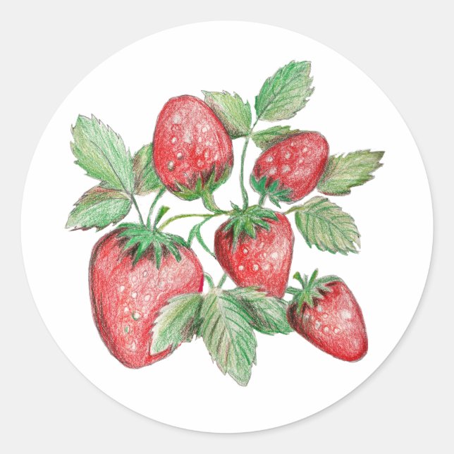 Strawberry Art Elegant Watercolor Envelope Seal Runder Aufkleber (Vorderseite)