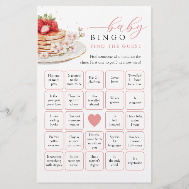 Strawberry Baby Brunch Finden Sie den Gast Bingo G (Vorderseite)