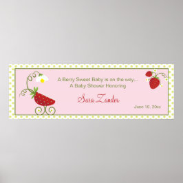 Strawberry Baby Carriage  |  Baby Shower Banner Poster
