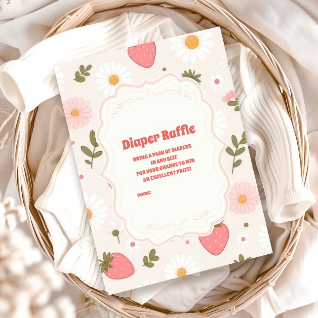 Strawberry Baby Dusche | Berry Diapper Raffle Begleitkarte (Von Creator hochgeladen)