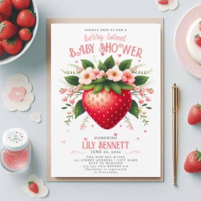 Strawberry Baby Dusche | Berry Sweet Einladung (Von Creator hochgeladen)