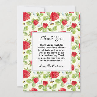 Strawberry Baby Dusche Danke Karte