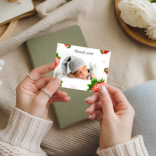 Strawberry Baby Dusche - Danke Karte