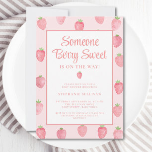 Strawberry Baby Dusche Einladung