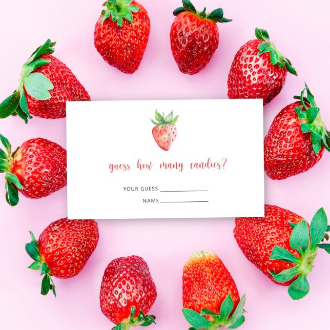 Strawberry - Baby Dusche erraten wie viele Bonbons Begleitkarte (Von Creator hochgeladen)