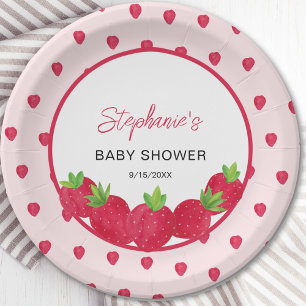 Strawberry Baby Dusche Pappteller