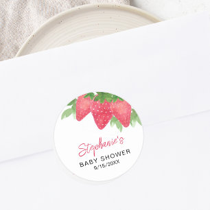 Strawberry Baby Dusche Runder Aufkleber