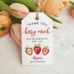 Strawberry Baby Dusche Vielen Dank Berry Much Geschenkanhänger<br><div class="desc">Niedliches Beerenthema Baby Dusche Gastgeschenk Tag mit Aquarellbild Erdbeeren. In dem Text steht: "Vielen Dank,  BERRY,  dass Sie uns mit Liebe duschen"</div>