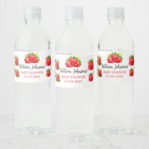 Strawberry Baby Dusche Wasserflaschenetikett