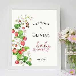 Strawberry Baby Dusche Willkommen Poster
