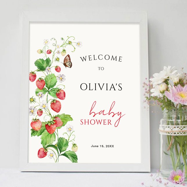Strawberry Baby Dusche Willkommen Poster (Von Creator hochgeladen)