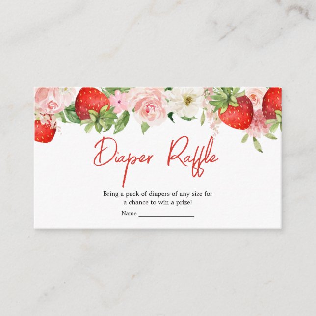 Strawberry Baby Duwer Diaper Raffle Begleitkarte (Vorderseite)
