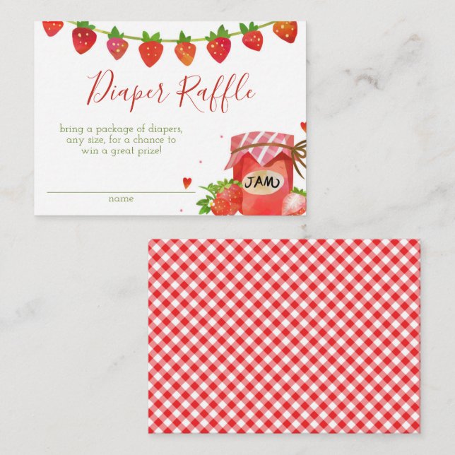 Strawberry Baby Duwer Diaper Raffle Begleitkarte (Vorne/Hinten)