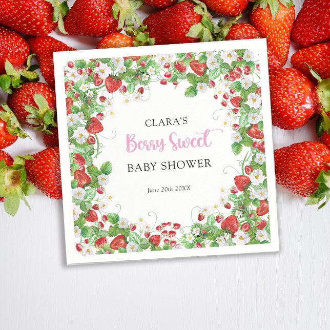 Strawberry Baby Shower Berry Sweet Napkins Serviette (Von Creator hochgeladen)