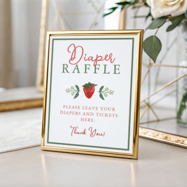 Strawberry Baby Shower Diaper Raffle Sign Poster (Von Creator hochgeladen)
