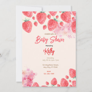 Strawberry Baby Shower Einladung