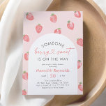 Strawberry Baby Shower Einladung<br><div class="desc">Laden Sie Freunde und Familie ein,  um in der Ankunft eines kleinen mit dieser Aquarell Erdbeere Thema Babydusche Einladung zu feiern.</div>