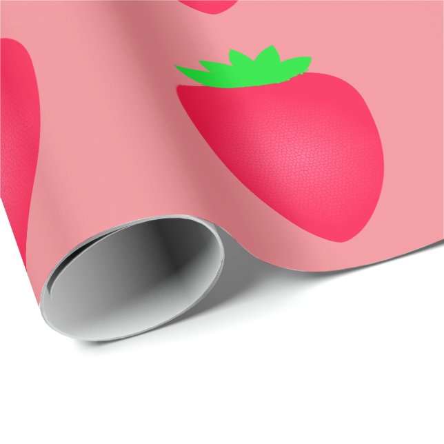 Strawberry Baby Shower Girl Birthday Pink Red 2024 Geschenkpapier (Rolleneckpunkt)