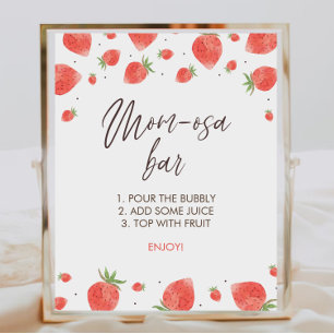 Strawberry Baby Shower Mama-osa Bar Sign Poster