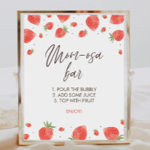 Strawberry Baby Shower Mama-osa Bar Sign