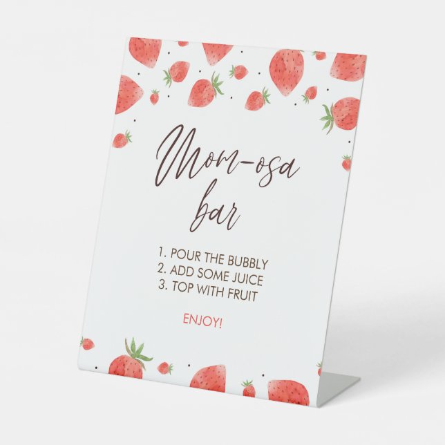 Strawberry Baby Shower Mama-osa Bar Sign Sockelschild (Vorderseite)