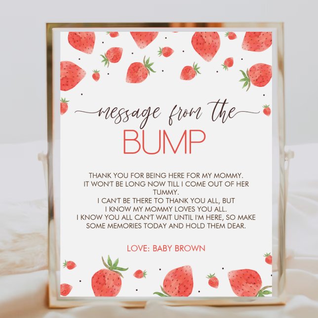 Strawberry Baby Shower Message vom Bump-Zeichen Poster (Von Creator hochgeladen)